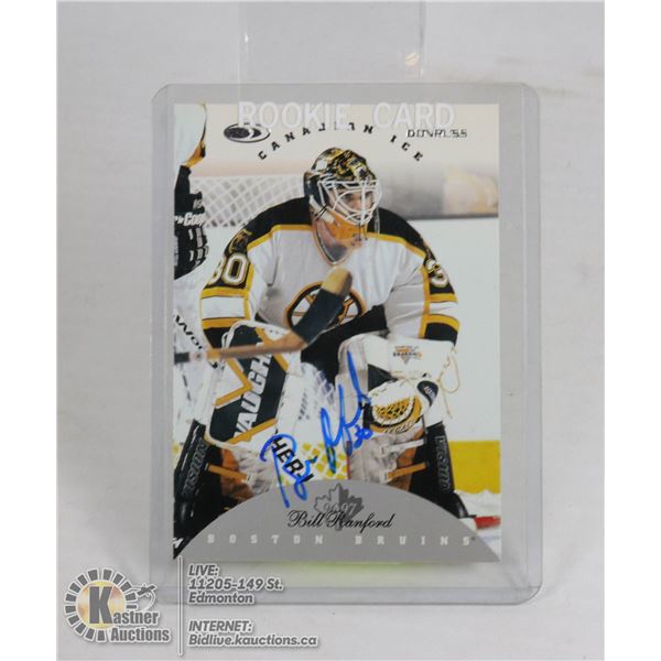 BILL RANFORD SIGNED BOSTON BRUINS HOCKEY CARD