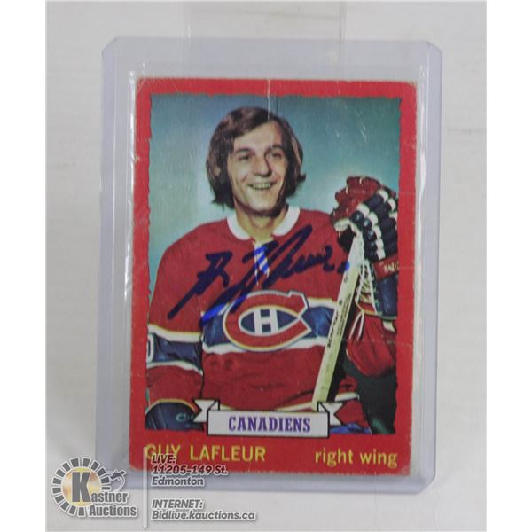 GUY LAFLEUR MONTREAL CANADIENS SIGNED HOCKEY CARD