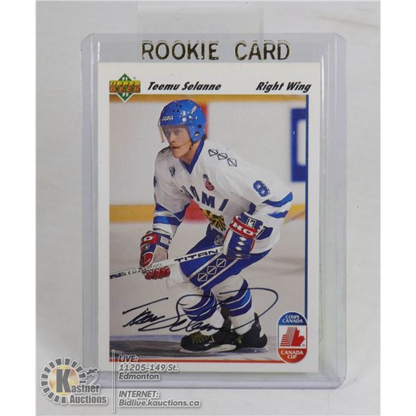 TEEMU SELANNE TEAM FINLAND SIGNED UD ROOKIE CARD