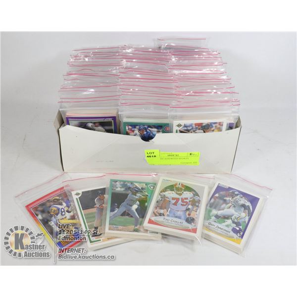 BOX WITH ASSORTED SPORTS CARDS
