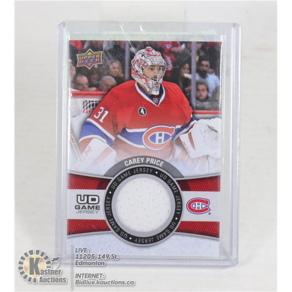 CARY PRICE GAME USED JERSEY CARD