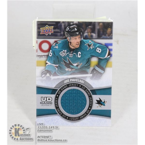 JOE PAVELSKI GAME USED JERSEY CARD