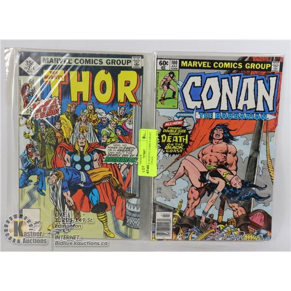 2 VINTAGE MARVEL COMICS MIGHT THOR & CONAN