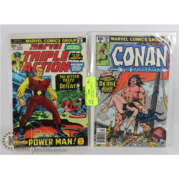 2 VINTAGE MARVEL COMICS 20 CENT MARVEL TRIPLE
