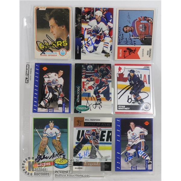 9 SIGNED EDMONTON OILERS HOCKEY CARDS