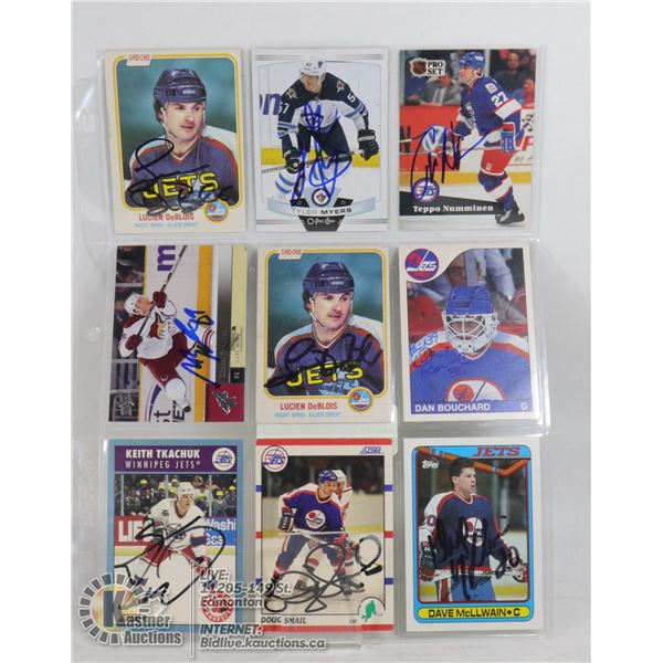 9 SIGNED WINNIPEG JETS / COYOTES HOCKEY CARDS