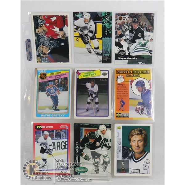 9 WAYNE GRETZKY HOCKEY CARDS 1ST KINGS CARD