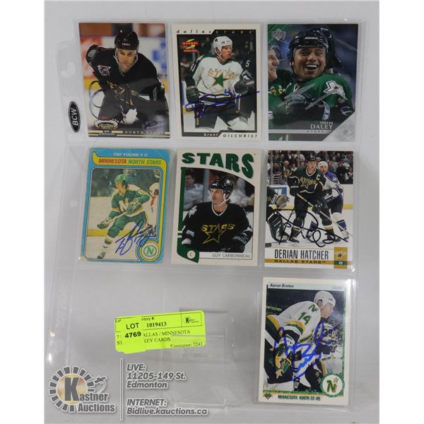 7 SIGNED DALLAS / MINNESOTA STARS HOCKEY CARDS