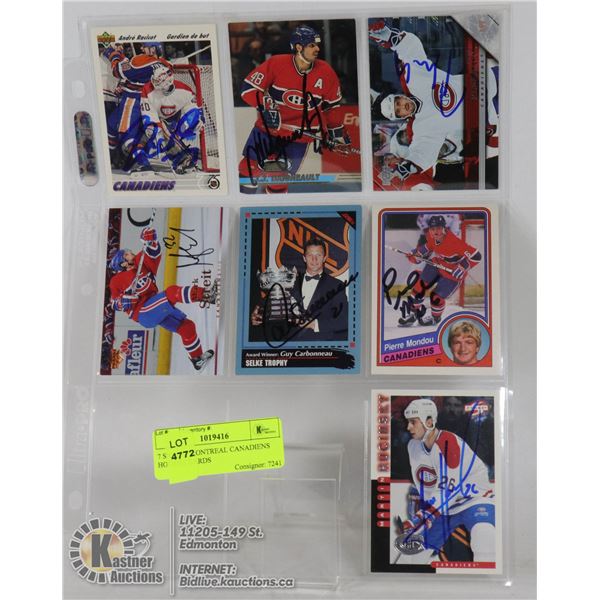 7 SIGNED MONTREAL CANADIENS HOCKEY CARDS