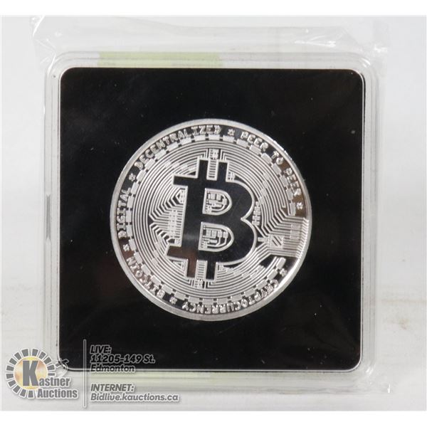 SILVER PLATED BITCOIN IN PROTECTIVE CASE