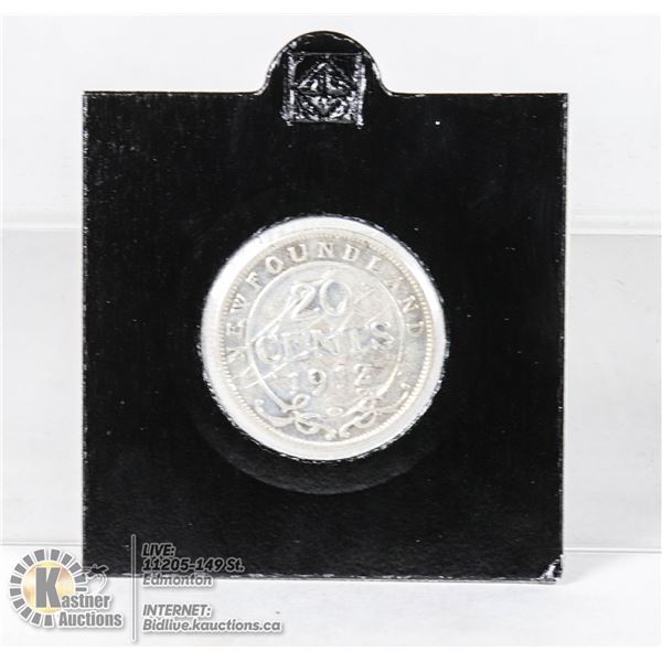1912 NEWFOUNDLAND SILVER 20 CENT COIN