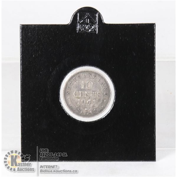 1941 NEWFOUNDLAND SILVER 10 CENT COIN