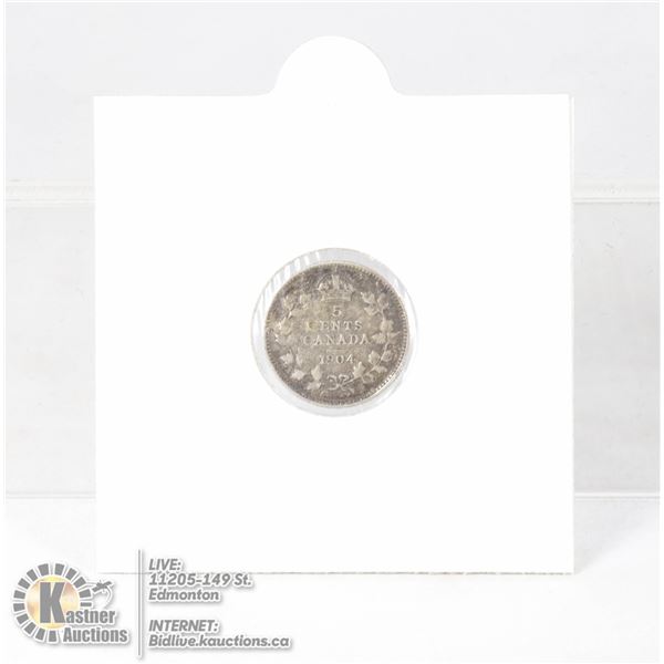 1904 EDWARDIAN CANADA SILVER 5 CENT
