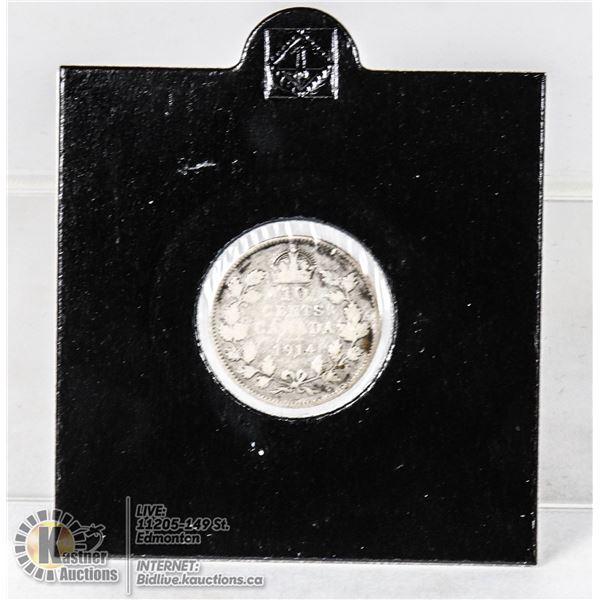 CHOICE 1914 CANADA SILVER 10 CENT