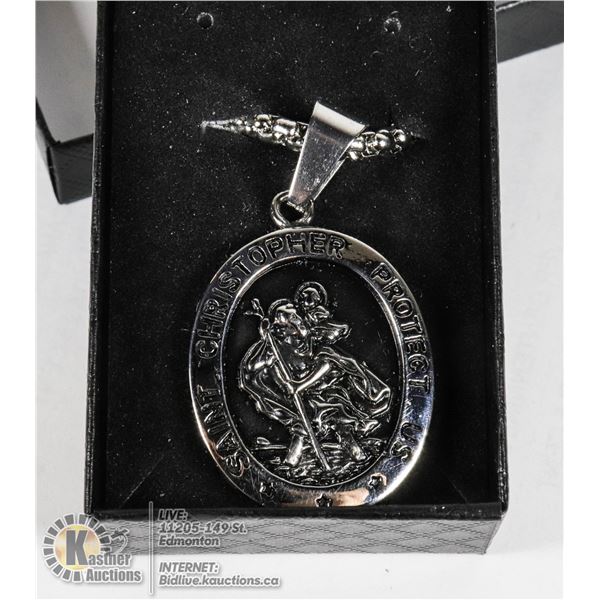 SAINT CHRISTOPHER PENDANT WITH 24" CHAIN