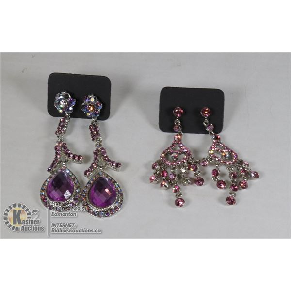PAIR OF PINK CRYSTAL EARRINGS