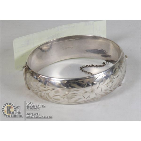 VINTAGE SILVER BRACELET WITH HAND-MADE ETCHING