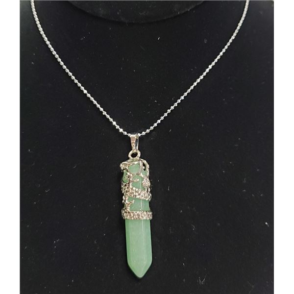 JADE HEALING STONE IN STAINLESS SHEATH NECKLACE