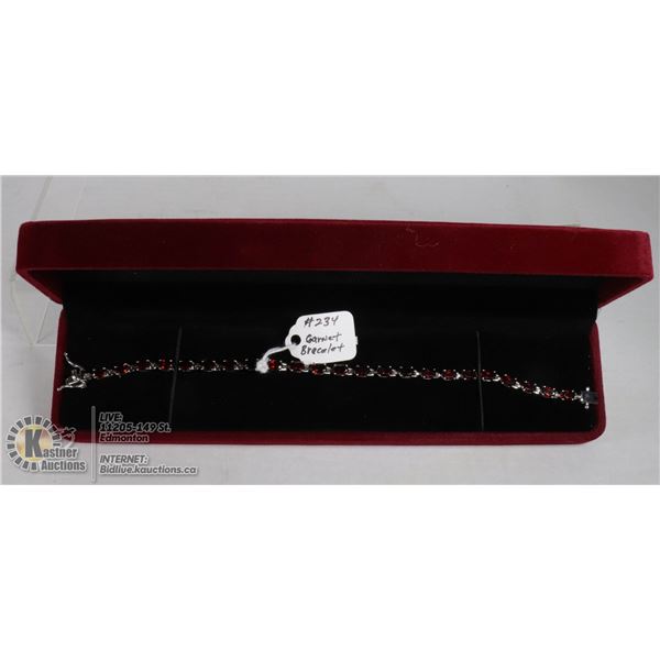 NEW 925 STERLING SILVER BRACLET, REAL RED GARNET