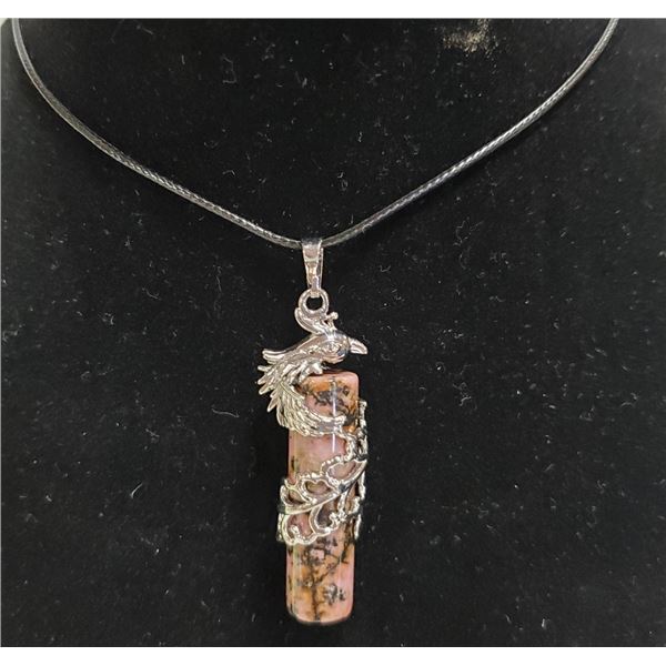 JASPER HEALING  STONE IN STAINLESS SHEATH NECKLACE