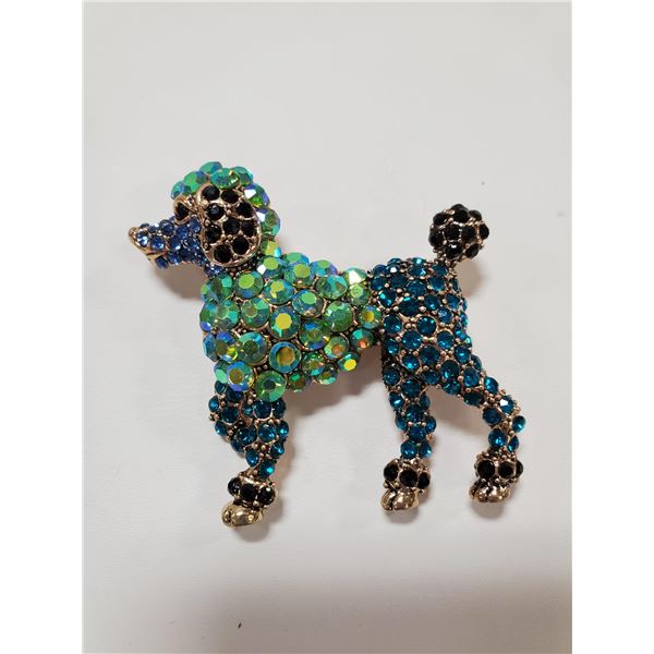 FRENCH POODLE RHINESTONE BROOCH