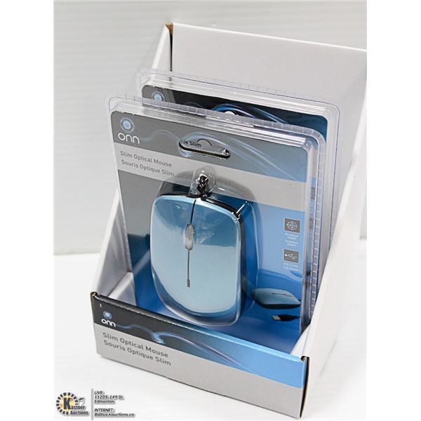 LOT OF 2 ONN SLIM OPTICAL MOUSE