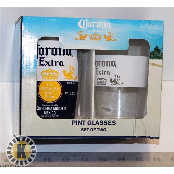 NEW 2PC CORONA PINT GLASS SET