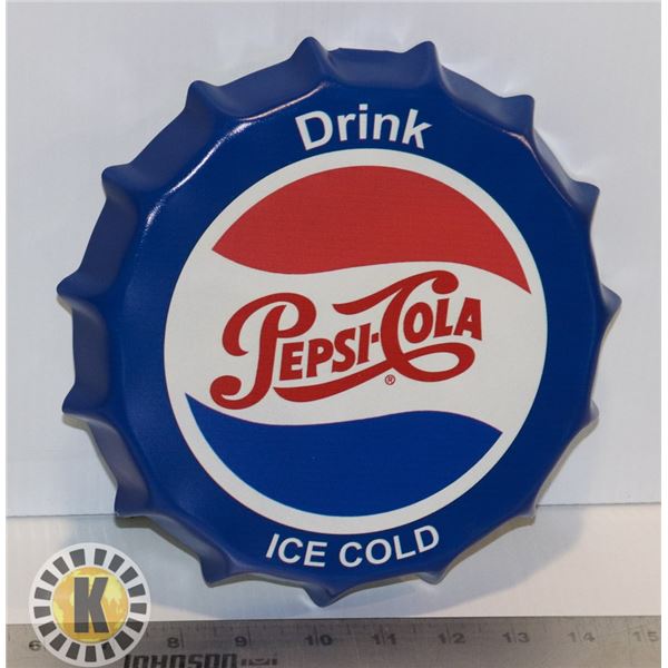 NEW 8.5" DIAMETER METAL PEPSI COLA BOTTLE CAP