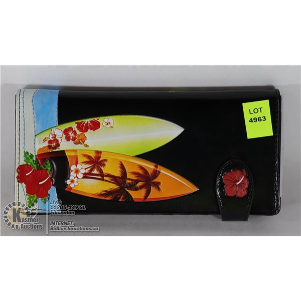 SHAGWEAR WALLET SURFBOARD FLOWER DESIGN