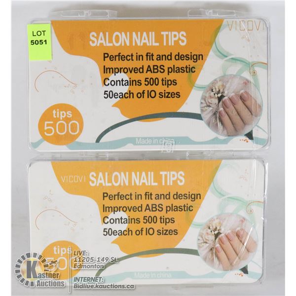 LOT OF 2 SALON NAIL TIPS - 500 TIPS