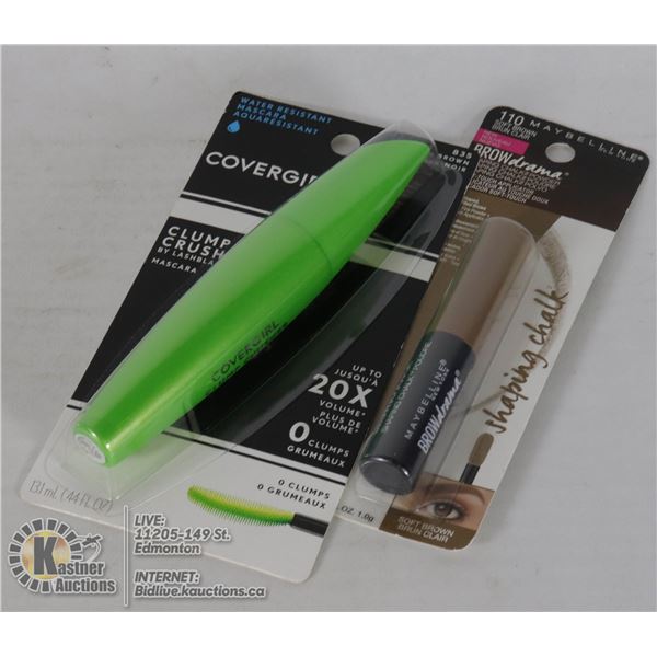 COVERGIRL BLACK BROWN MASCARA & BROWN BROW SHAPER