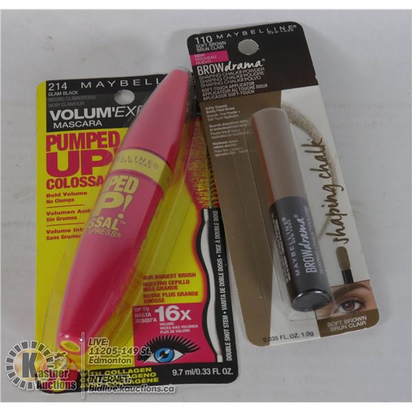 MAYBELLINE GLAM BLACK MASCARA & BROWN BROW SHAPER
