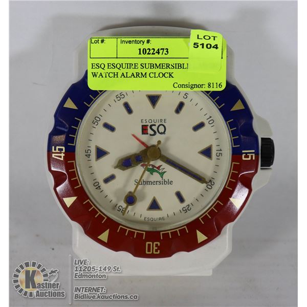 ESQ ESQUIRE SUBMERSIBLE LARGE WATCH ALARM CLOCK