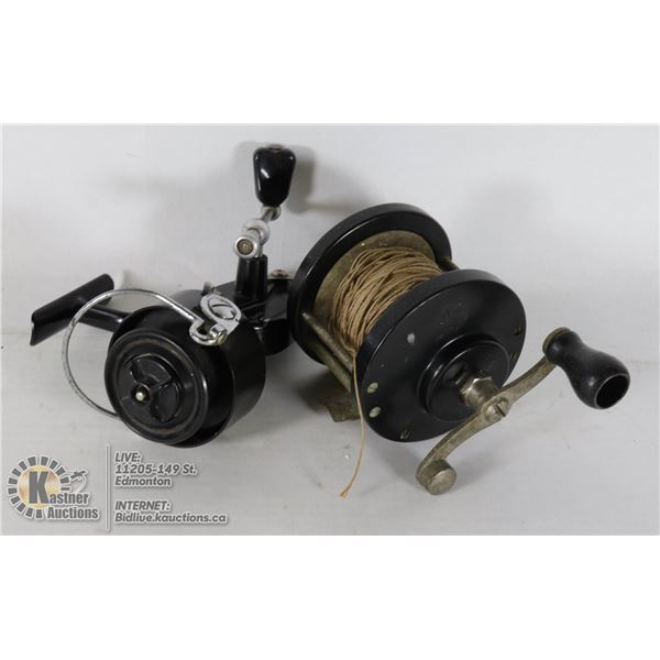 2 VINTAGE FISHING REELS - PENN #15, MITCHELL 300