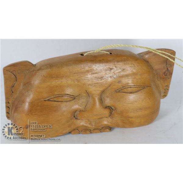 FUNKY CARVED WOOD FACE CHIME BELL