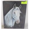 Image 1 : SIGNED ORIGINAL PAINTING OF WHITE HORSE 14 X 11"