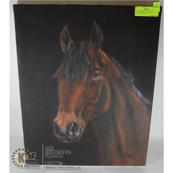 SIGNED ORIGINAL PAINTING OF A BAY HORSE 20 X 16"