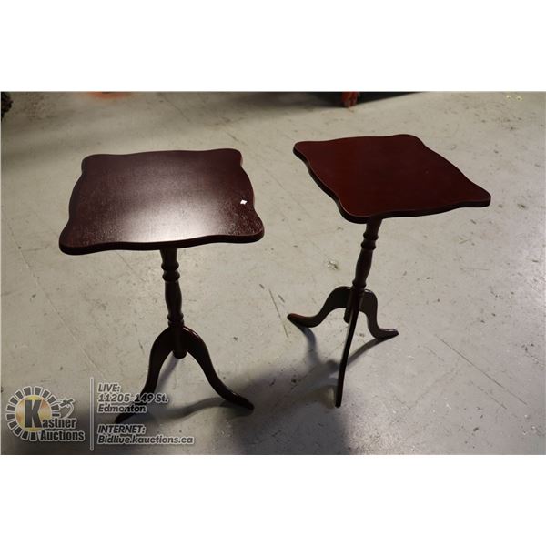 SOLID WOOD PEDESTAL END TABLES (2LOT)