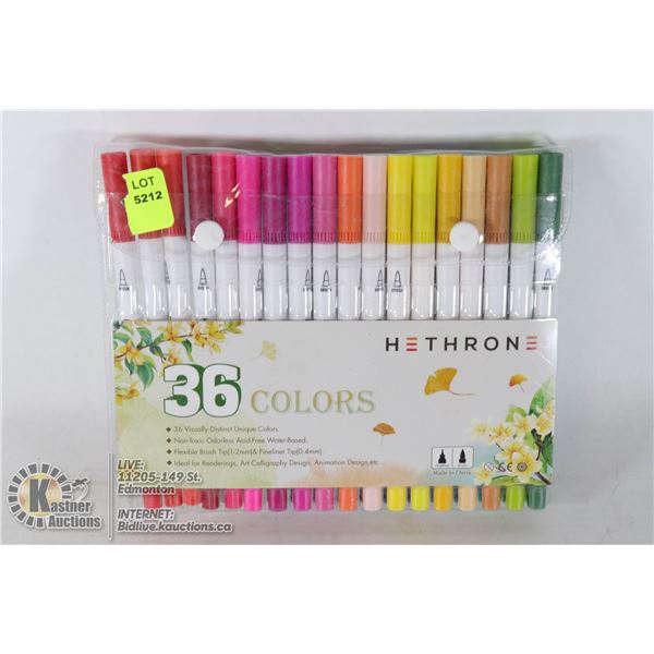 PACK OF 36 DOUBLE TIP BRUSH MARKERS