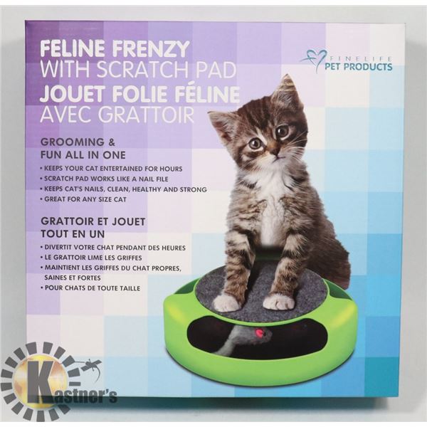 NEW FELINE FRENZY PET TOY WITH SCRATCH PAD