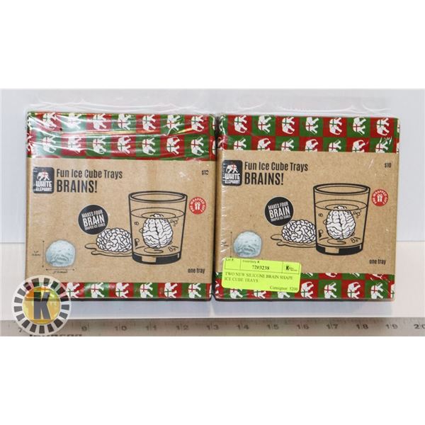 TWO NEW SILICONE BRAIN SHAPE ICE CUBE TRAYS