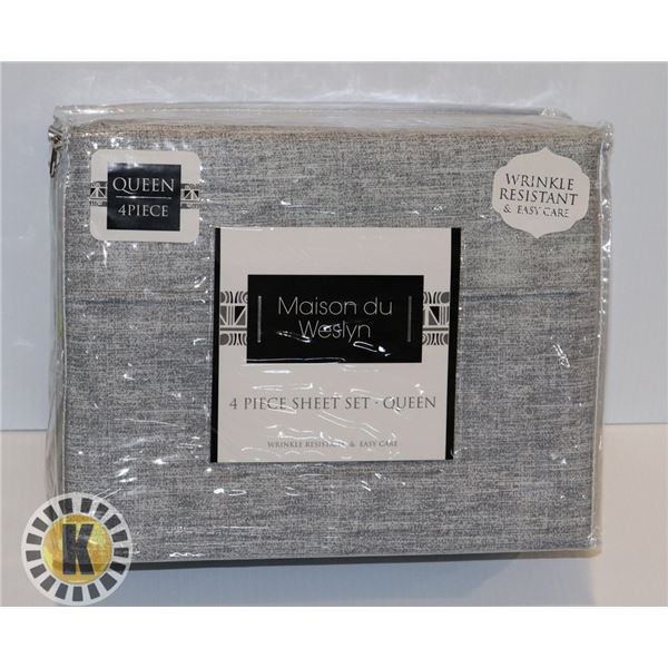 NEW QUEEN SIZE MAISON DU WESLYN 4PC SHEET SET