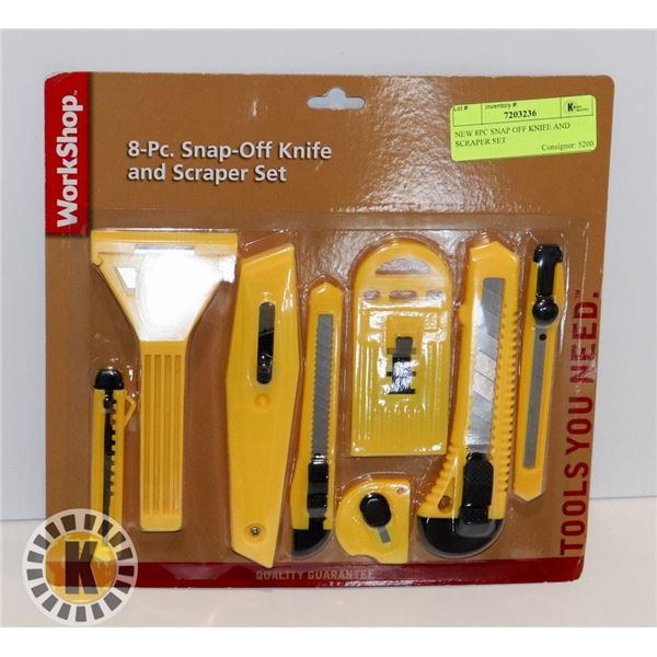 NEW 8PC SNAP OFF KNIFE AND SCRAPER SET