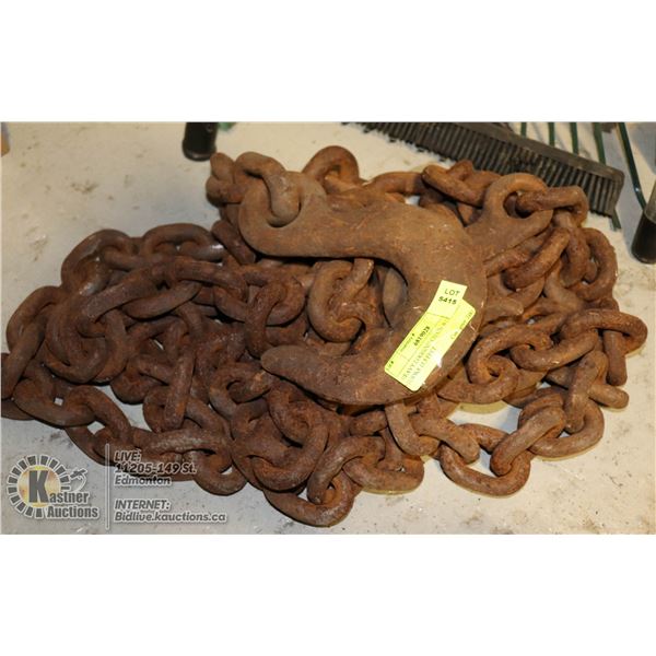 HEAVY LOGGING CHAIN WITH END HOOKS 15.5 FEET