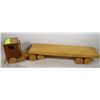 Image 1 : WOODEN FLAT DECK TRACTOR TRAILER HANDCRAFTED TOY