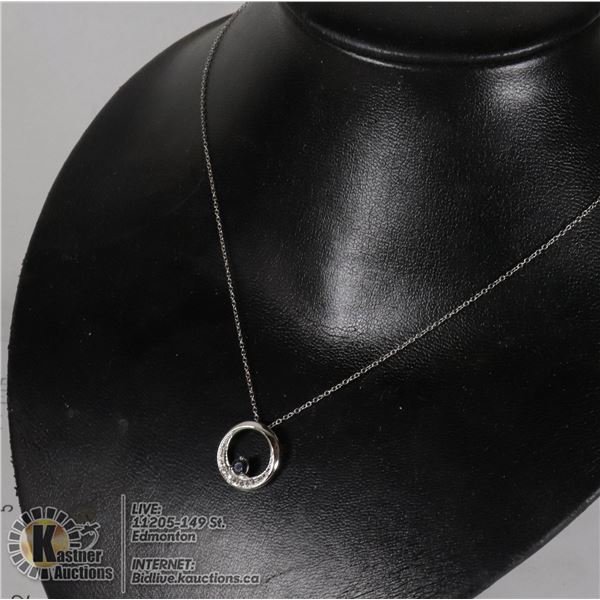 #161-DARK BLUE TOPAZ PENDANT/ NECKLACE 18"