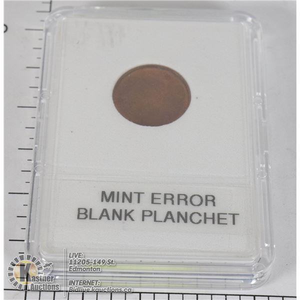 MAJOR MINT ERROR, BLANK PLANCHET