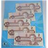 Image 1 : 5 PCS. 1986 CANADA $2.00 NEVER CIRCULATED