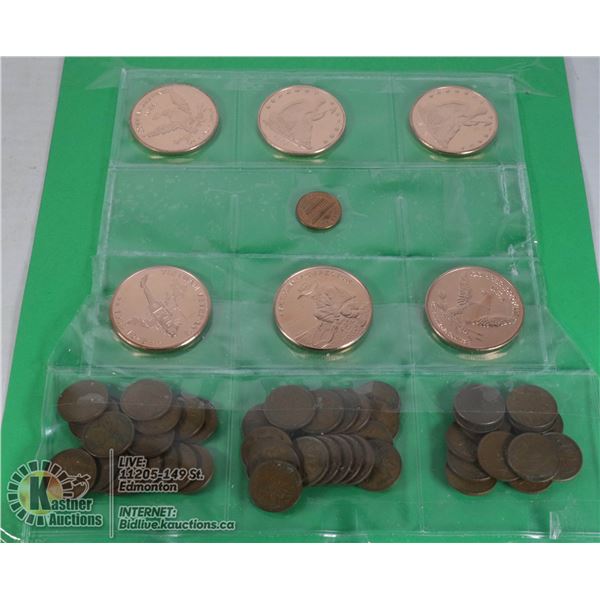 .999 PURE 1 OZ CAMEO COPPER COINS + 50+ OLD CENTS