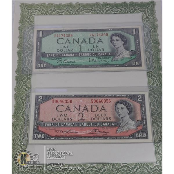 $1 1954 BEATTIE RASMINSKY + $2 LAWSON BOUEY P/G